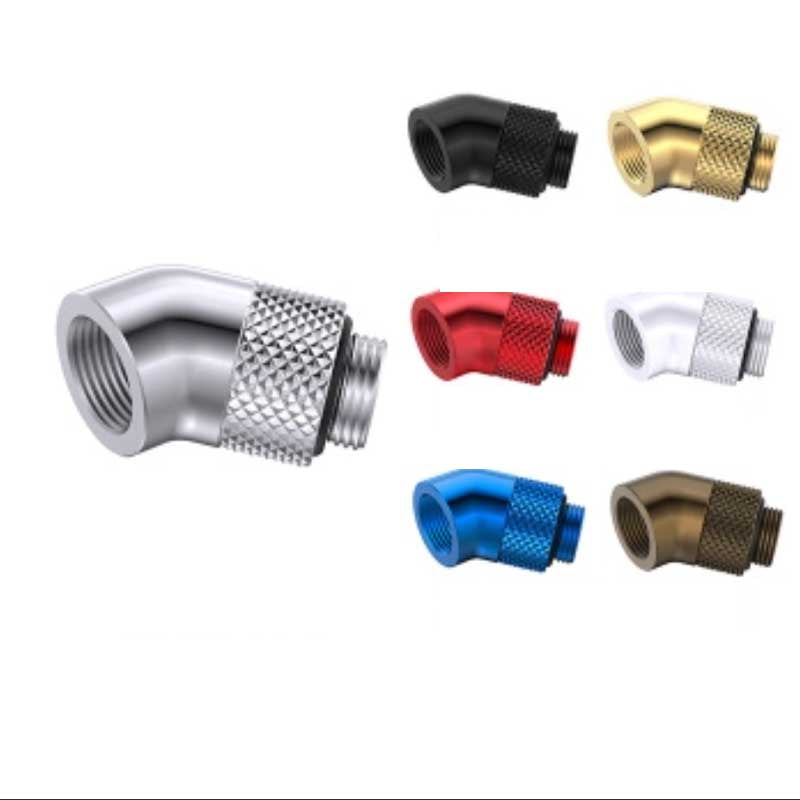 Bykski 45° Rotary Fitting, 45 Degree Adapter With One-side Rotatable Connector, G1/4" Elbow Water Cooling Fitting, B-RD45-X