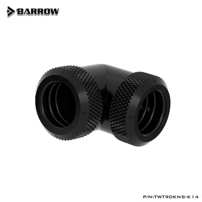 Barrow 90 Degree Hard Tube Fittings, G1/4 Adapters For 14mm Hard Tubes, TWT90KNS-K14