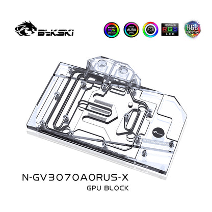 Bykski GPU Water Cooling Block For Gigabyte AORUS RTX 3070 3060Ti 3060 MASTER 8G, Graphics Card Liquid Cooler, N-GV3070AORUS-X
