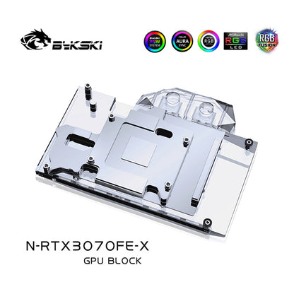 Bykski GPU Water Cooling Block For Nvidia RTX 3070/3060ti Founder Edition, Manli / Peladn 3070, Graphics Card Liquid Cooler System, N-RTX3070FE-X
