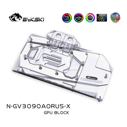 Bykski GPU Water Cooling Block For Gigabyte RTX 3090/3080/3080Ti AORUS, Graphics Card Liquid Cooler, N-GV3090AORUS-X