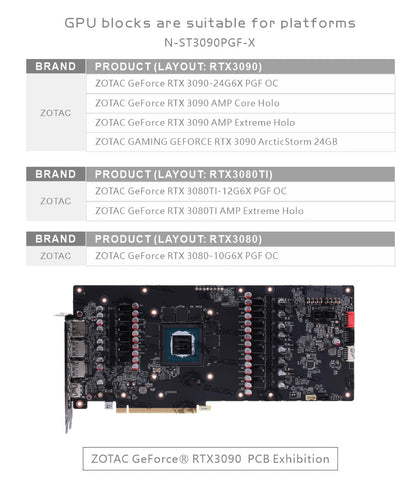 Bykski 3090 3080 GPU Water Cooling Block For Zotac RTX 3090/3080Ti/3080 PGF, Liquid Cooling Cooler For Graphics Card, N-ST3090PGF-X