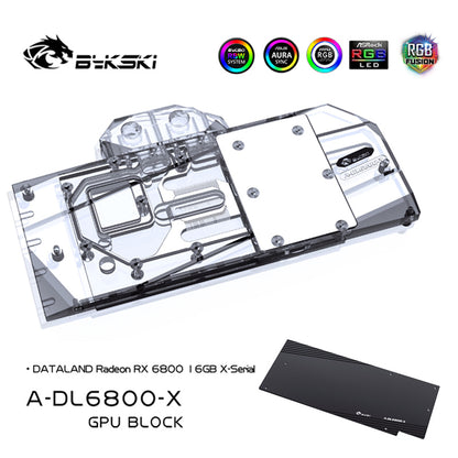 Bykski GPU Water Cooling Block For Dataland RX 6800 X-Serial / Sapphire 6800 Pulse / Powercolor 6800 Fighter, Graphics Card Liquid Cooler, A-DL6800-X