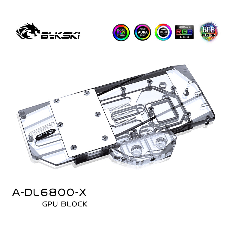Bykski GPU Water Cooling Block For Dataland RX 6800 X-Serial / Sapphire 6800 Pulse / Powercolor 6800 Fighter, Graphics Card Liquid Cooler, A-DL6800-X