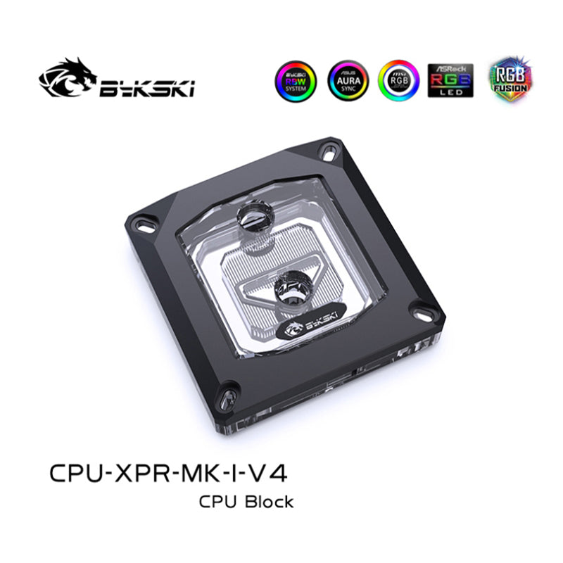 Bykski CPU Water Cooling Block For Intel LGA115x 1700 2011 Acrylic Black, Liquid Cooling System Micro Waterway, CPU-XPR-MK-I-V4