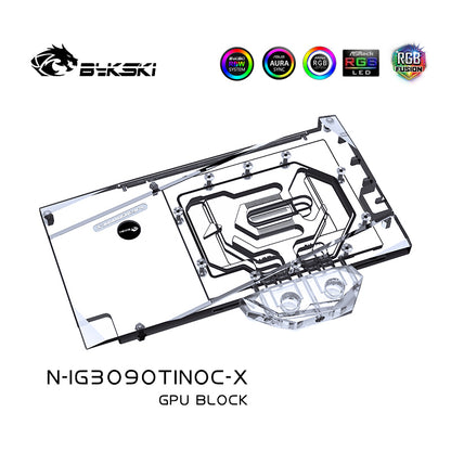Bykski GPU Water Block for iGame RTX3090Ti Neptune OC Video Card Cooled/with Backplane Copper Radiator Coolling, N-IG3090TINOC-X