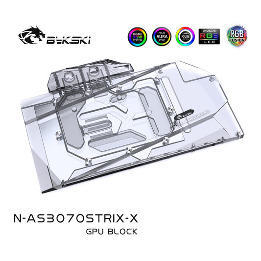 Bykski GPU Water Cooling Block For Asus RTX 3070/3060Ti STRIX Gaming, Graphics Card Liquid Cooler System, RTX 3070, N-AS3070STRIX-X