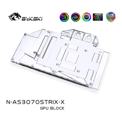 Bykski GPU Water Cooling Block For Asus RTX 3070/3060Ti STRIX Gaming, Graphics Card Liquid Cooler System, RTX 3070, N-AS3070STRIX-X