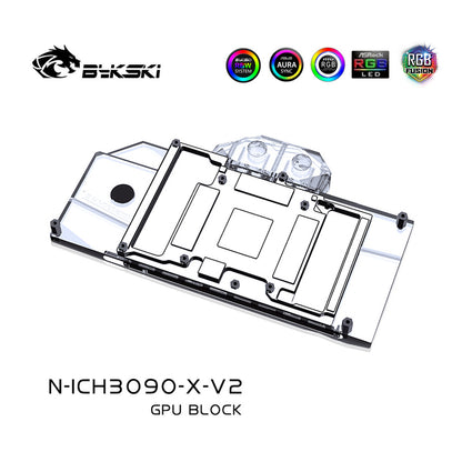 Bykski GPU Water Cooling Block For Inno3D RTX 3090/3080Ti/3080 ICHILL / Gaming, AX 3090/3080Ti X3W, Graphics Card Liquid Cooler System, N-ICH3090-X-V2