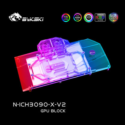 Bykski GPU Water Cooling Block For Inno3D RTX 3090/3080Ti/3080 ICHILL / Gaming, AX 3090/3080Ti X3W, Graphics Card Liquid Cooler System, N-ICH3090-X-V2