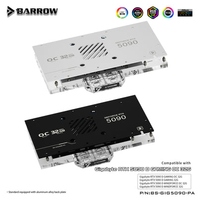 Barrow full coverage GPU Water Block for Gigabyte Gaming 5090 BS-GIG5090-PA | Water Cooling Block