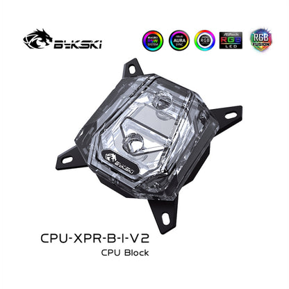 Bykski CPU Water Cooling Block For Intel/AMD, Acrylic/POM/All Metal Material Micro Waterway CPU Cooler, CPU-XPR-B-I-V2 CPU-XPR-B-M-V2 CPU-XPR-CU-I-V2 CPU-XPR-CU-M-V2 CPU-XPR-POM-I-V2 CPU-XPR-POM-M-V2