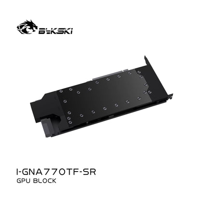 Bykski I-GNA700TF-SR graphics card water block with all-metal construction, designed for Intel A770 16G Card graphics cards.
