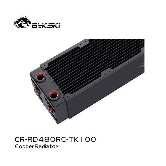 Bykski 480mm radiator 100mm thick copper side view