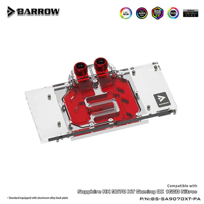 Barrow GPU Water Block For Sapphire RX 9070 XT Gaming OC , Full Cover With Backplate PC Water Cooling | Water Cooling Block