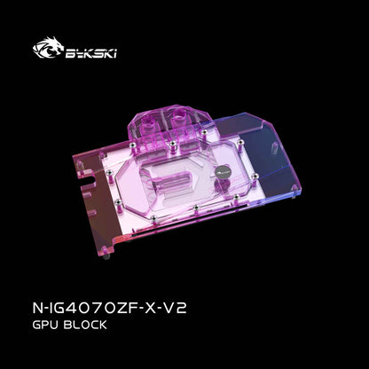 Bykski GPU Water Block For iGame GeForce RTX 4070 , Full Cover With Backplate PC Water Cooling Cooler, N-IG4070ZF-X-V2