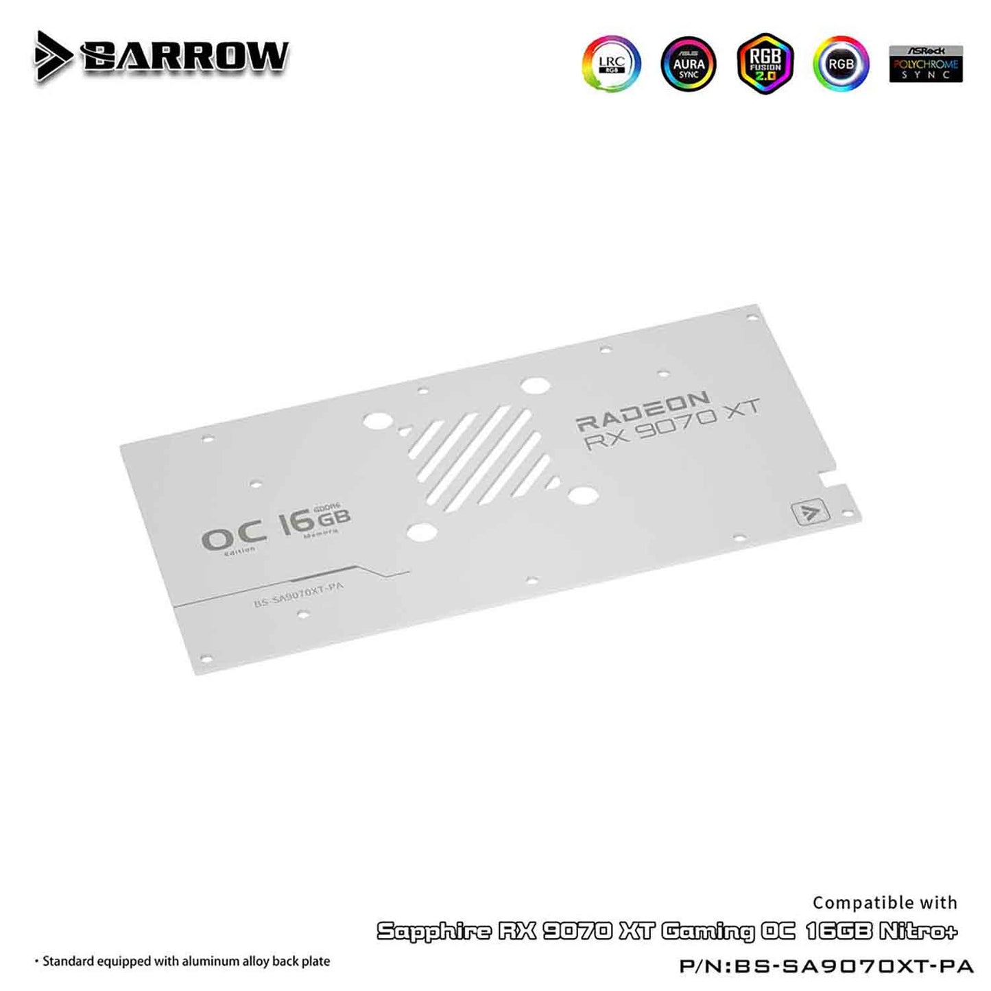 Barrow GPU Water Block For Sapphire RX 9070 XT Gaming OC , Full Cover With Backplate PC Water Cooling Cooler, BS-SA9070XT-PA