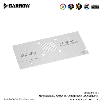 Barrow GPU Water Block For Sapphire RX 9070 XT Gaming OC , Full Cover With Backplate PC Water Cooling Cooler, BS-SA9070XT-PA