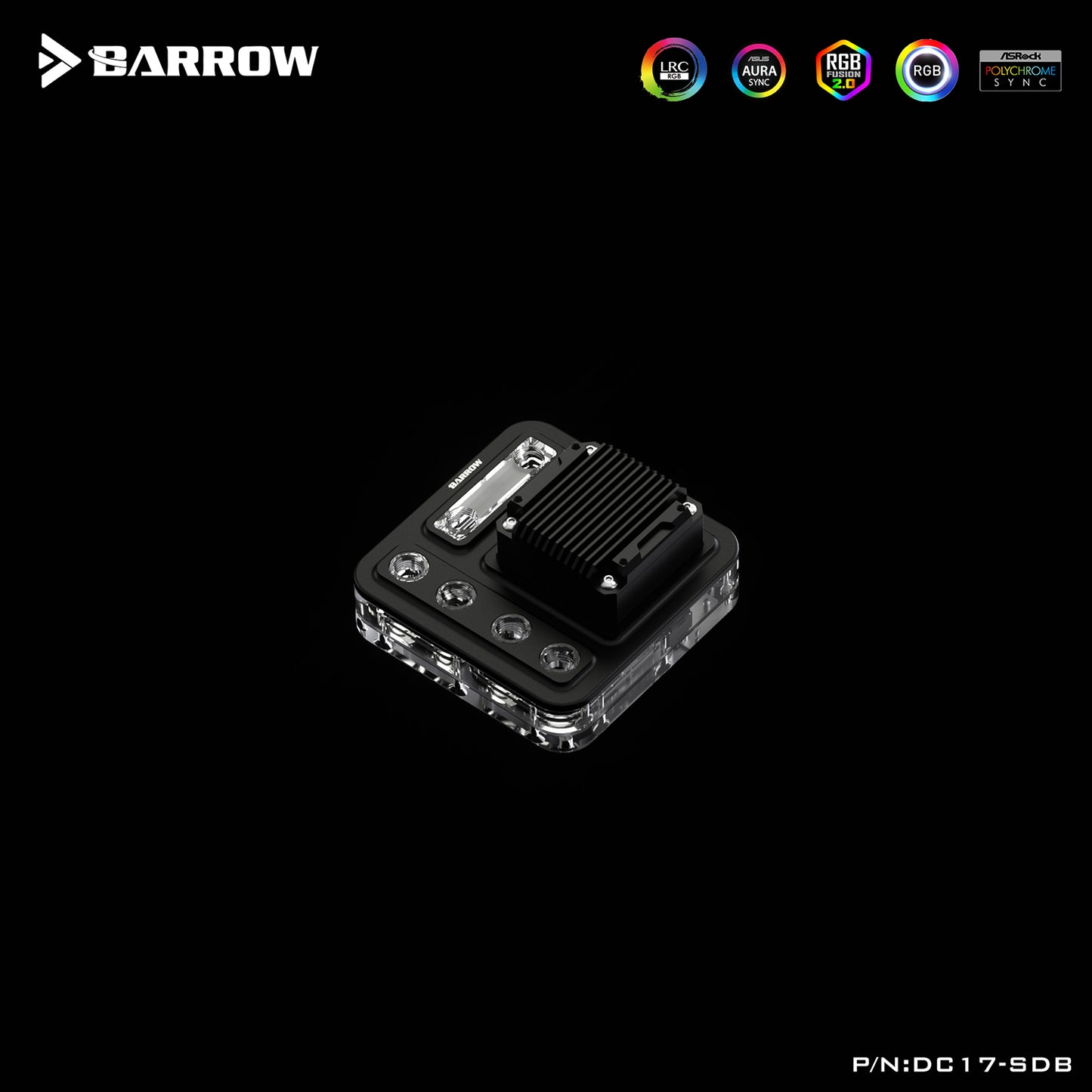 Barrow Universal Type Distro Plate, Use The Installation Space Of The Radiator To Fix, Black White Style Acrylic Material, Waterway Board For Water Cooling System, DC17-SDB