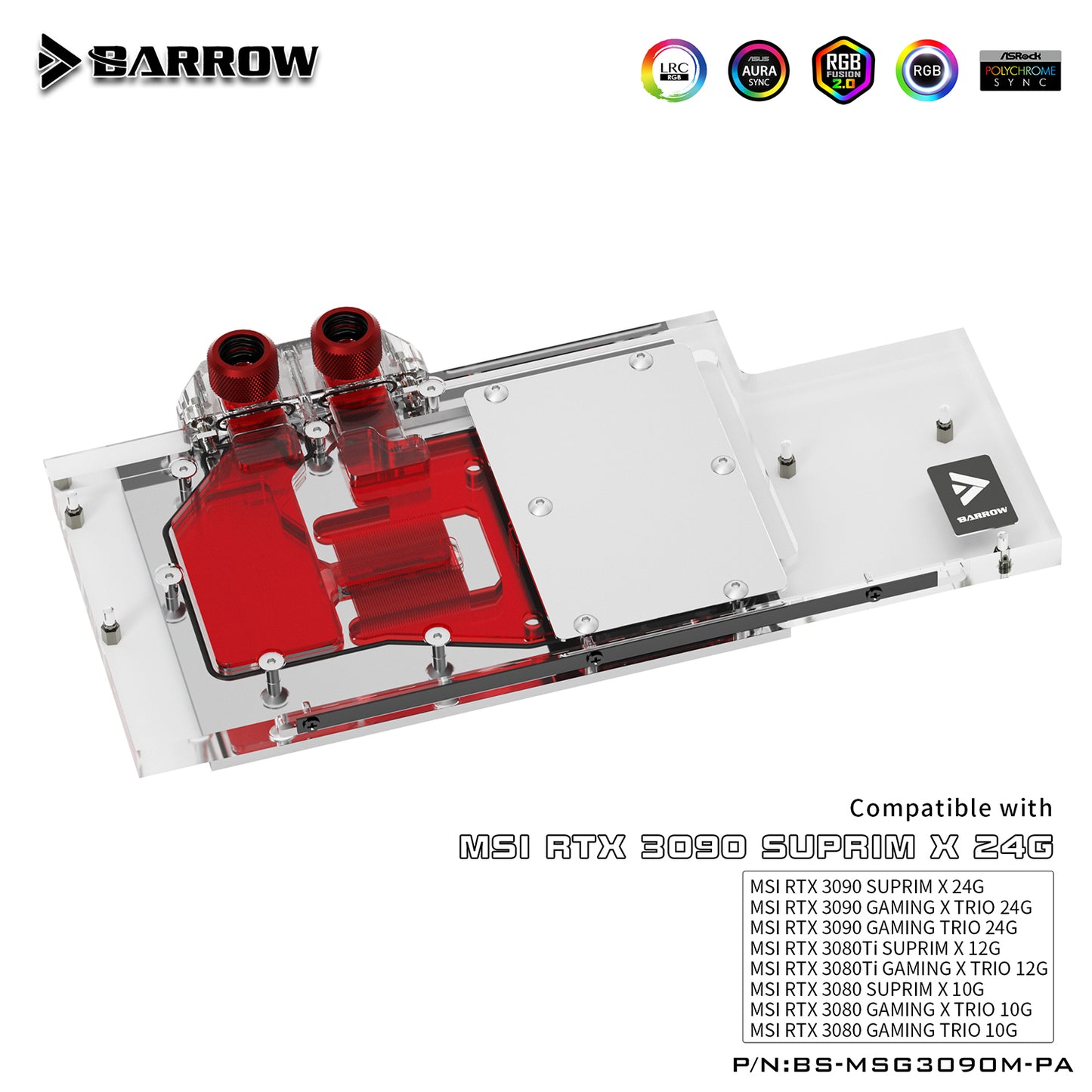 Barrow MSI 3080 3090 Block Active Backplate Block For MSI RTX 3090 3080 GAMING X TRIO Water Block | Water Cooling Block