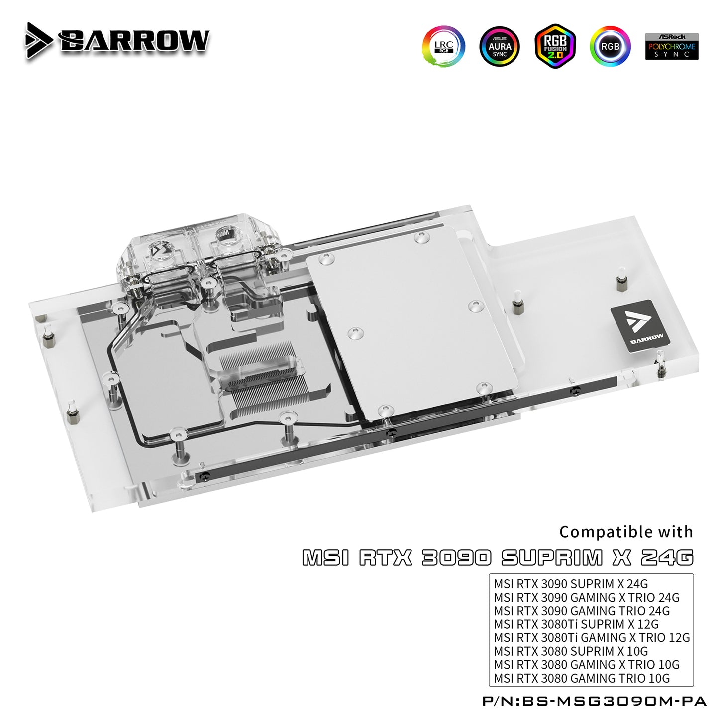 Barrow MSI 3080 3090 Block Active Backplate Block For MSI RTX 3090 3080 GAMING X TRIO Water Block | Water Cooling Block