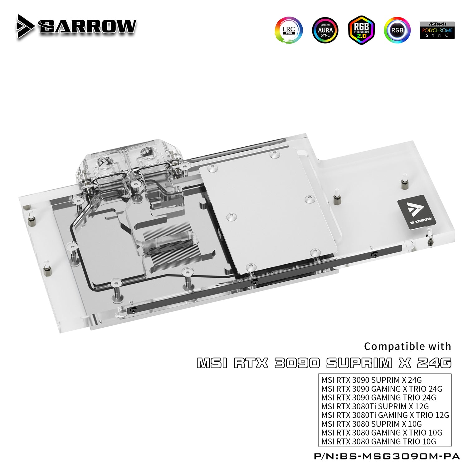 Barrow MSI 3080 3090 Block Active Backplate Block For MSI RTX 3090 3080 GAMING X TRIO Water Block | Water Cooling Block