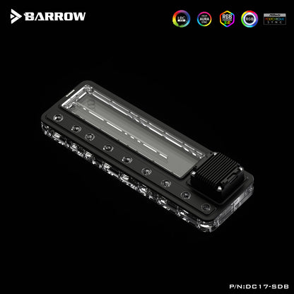 Barrow Universal Type Distro Plate, Use The Installation Space Of The Radiator To Fix, Black White Style Acrylic Material, Waterway Board For Water Cooling System, DC17-SDB