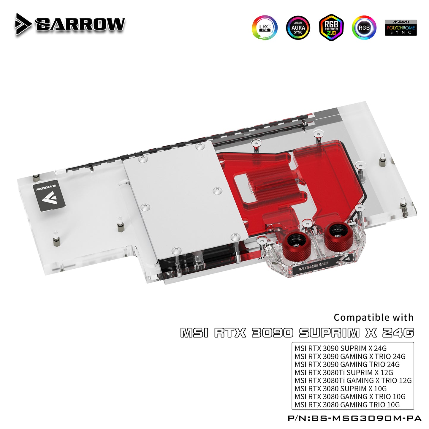 Barrow MSI 3080 3090 Block Active Backplate Block For MSI RTX 3090 3080 GAMING X TRIO Water Block | Water Cooling Block