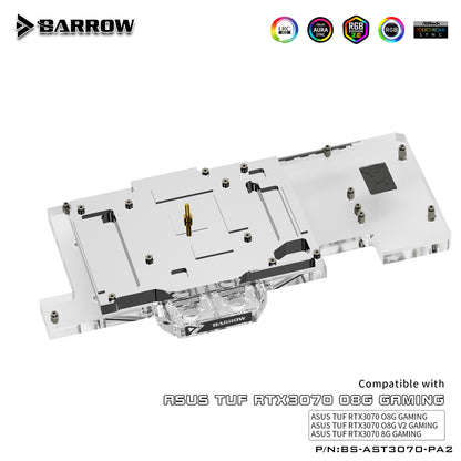 Barrow 3070 GPU Water Cooling Block For ASUS RTX3070 Graphics Card , Full Cover A-RGB Cooler, BS-AST3070-PA2