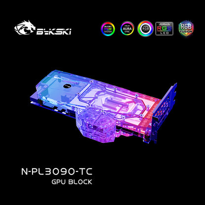 Bykski GPU Block With Active Waterway Backplane Cooler For Peladn / Zotac / Manli RTX 3080 / Nvidia 3090 (turbine version) / CANDUES 3090, PC Water Cooling Cooler, N-PL3090-TC