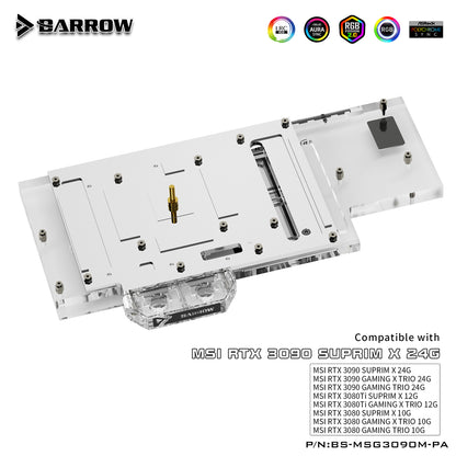 Barrow MSI 3080 3090 Block Active Backplate Block For MSI RTX 3090 3080 GAMING X TRIO Water Block | Water Cooling Block