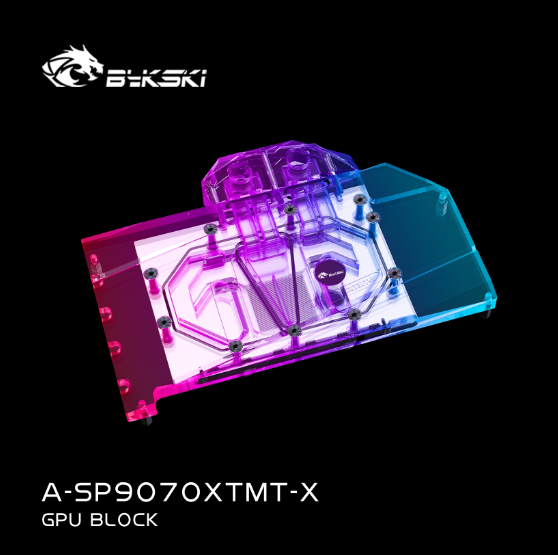 Bykski A-SP9070XTMT-X for Sapphire AMD Radeon RX9070XT 16GB GDDR6 METAL Alloy Pulsating, with backplate