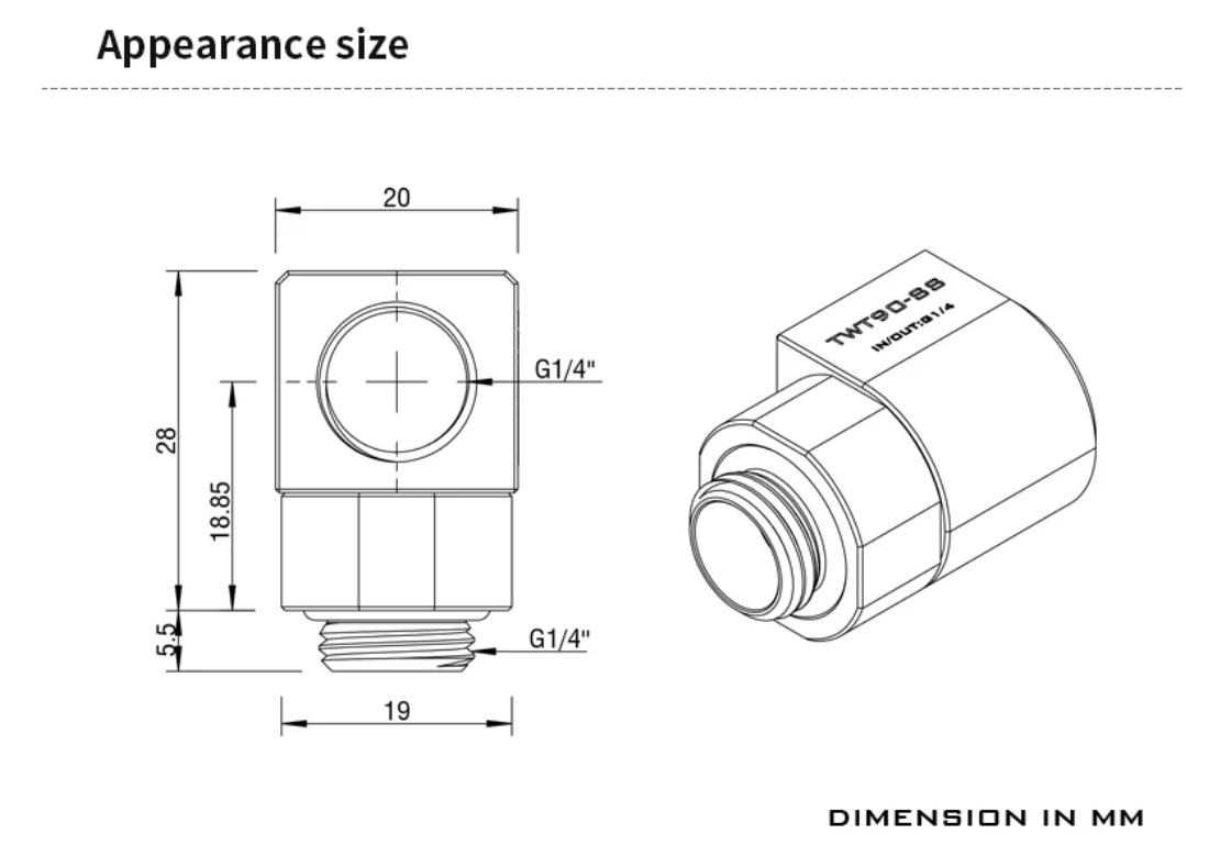 Barrow Commercial 304 Stainless Steel High Pressure Resistant 90° Rotary Elbow with Water-Cooled/Liquid-Cooled Fitting TWT90-ss