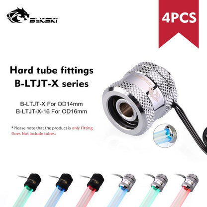 Bykski 14mm/16mm Lighting Hard Tube Fittings G1/4 Diamond Pattern In-built Light For OD14mm/OD16mm | Water Cooling Fitting