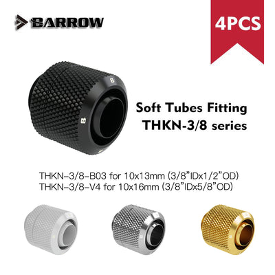 Barrow 10x13 10x16 Soft Tube Fitting Set, 4PCS/8PCS 3/8"ID*1/2"OD 3/8"ID*5/8"OD Compression | Water Cooling Fitting