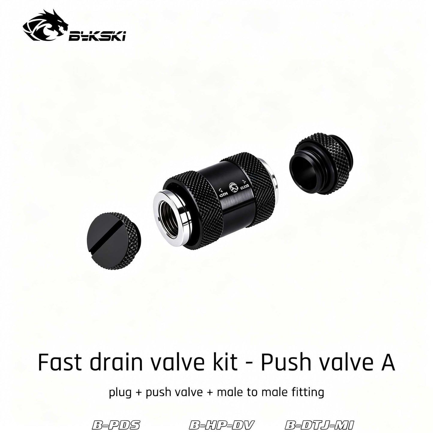 Valve Kit Drain Push Water Combination Ball G1/4" Computer Case Cooling Copper & Aluminum Bykski