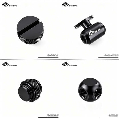 Valve Kit Drain Push Water Combination Ball G1/4" Computer Case Cooling Copper & Aluminum Bykski
