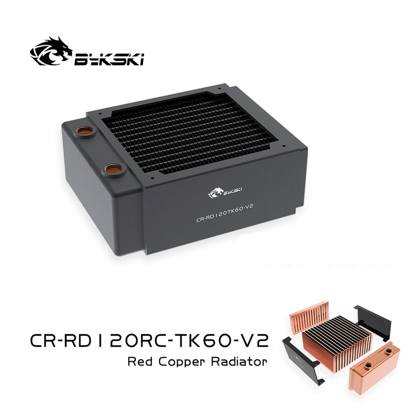Radiateur en cuivre Bykski 360 mm Série RC Dissipation thermique haute performance Épaisseur 60 mm pour refroidisseur de ventilateur 12 cm, CR-RD360RC-TK60-V2