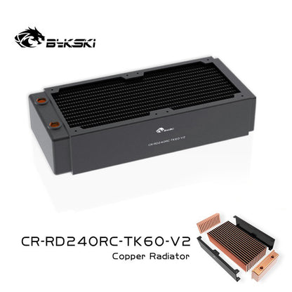 Bykski 60mm Red Copper Radiator, RC Series High-performance Heat Dissipation, Black/White 120/240/360/480 Thickness For 12cm Fan Cooler, CR-RDRC-TK60-V2