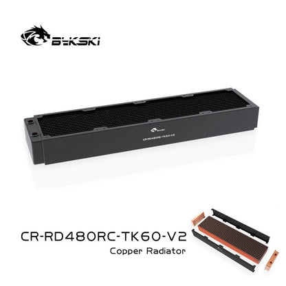 Bykski 60mm Red Copper Radiator, RC Series High-performance Heat Dissipation, Black/White 120/240/360/480 Thickness For 12cm Fan Cooler, CR-RDRC-TK60-V2