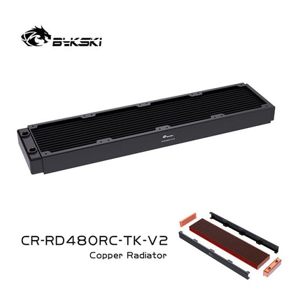 Bykski 40mm Red Copper Radiator, RC Series High-performance Heat Dissipation, Black/White 120/240/360/480 Thickness For 12cm Fan Cooler, CR-RDRC-TK-V2