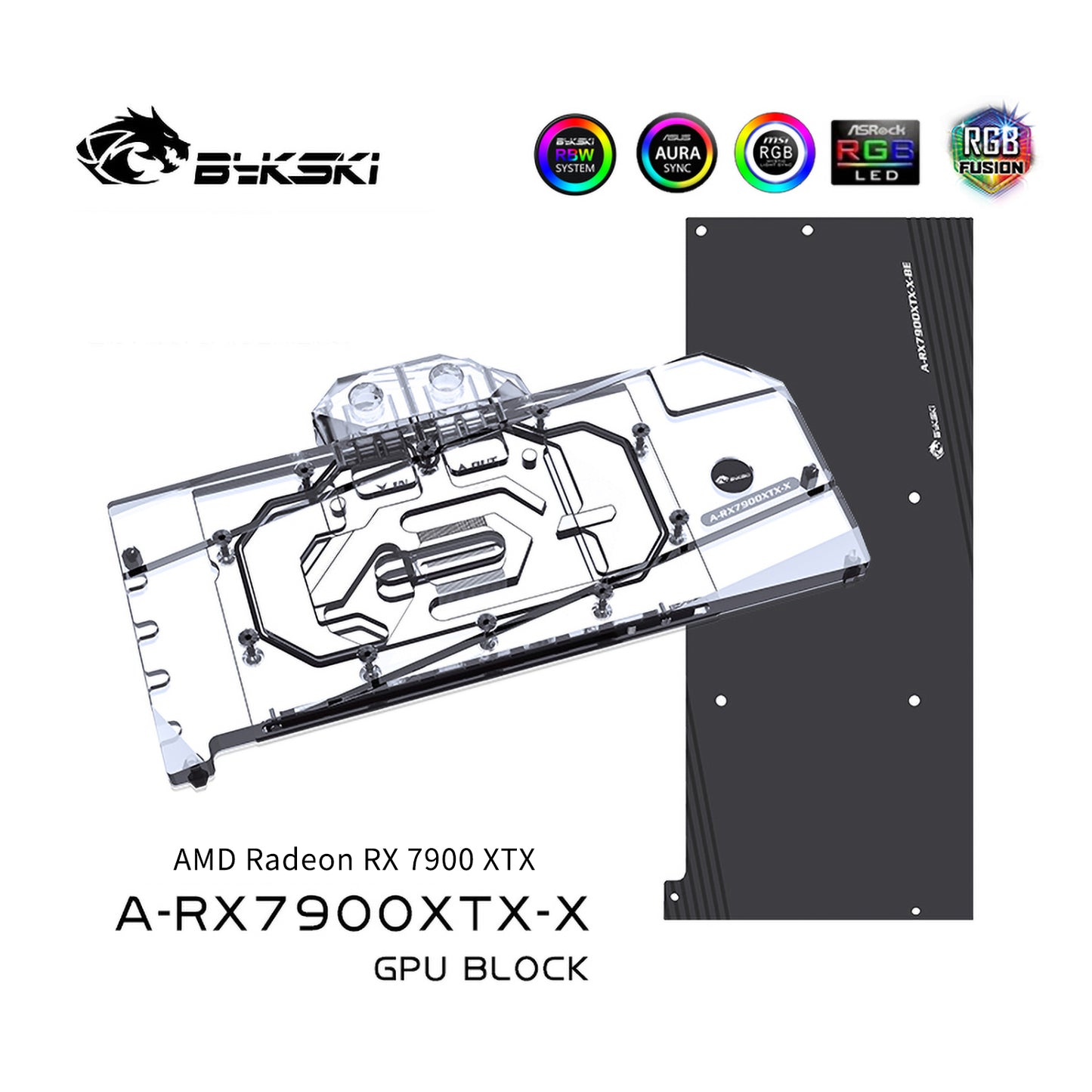 Bykski GPU Water Block For AMD Radeon RX 7900 XTX, Full Cover With Backplate PC Water Cooling Cooler, A-RX7900XTX-X
