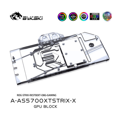 Bykski A-AS5700XTSTRIX-X, bloc de refroidissement par eau de carte graphique à couverture complète, pour ASUS ROG STRIX RX5700XT O8G GAMING