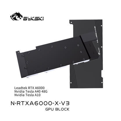 Bloc GPU Bykski pour Leadtek RTXA6000 / NVIDIA Tesla A40 48G, matériau POM à haute résistance à la chaleur, avec plaque arrière pleine couverture GPU refroidisseur d'eau bloc de radiateur N-RTXA6000-X-V2 