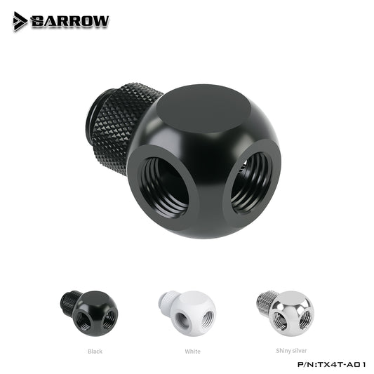 Barrow TX4T-A01 G1/4 "X4 noir argent Extender rotation 4 voies adaptateur cubique siège refroidissement par eau accessoires informatiques