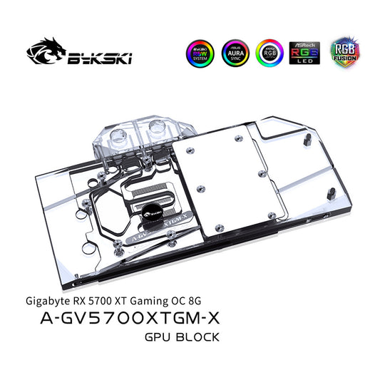 Bykski GPU Water Cooling Block For Gigabyte RX5700XT Gaming OC 8G, Full Cover Water Cooling Cooler With Back Plate, A-GV5700XTGM-X