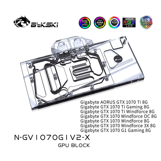 Bykski N-GV1070G1V2-X bloc de refroidissement par eau de carte graphique à couverture complète pour Gigabyte GAMING GTX1070TI 1070 1060 G1 