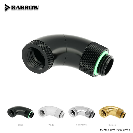 Barrow G1/4" 90-Degree Three-swivel Adapter, 360 Degree Rotatable Extender Water Cooling Fittings,TSWT903-V1