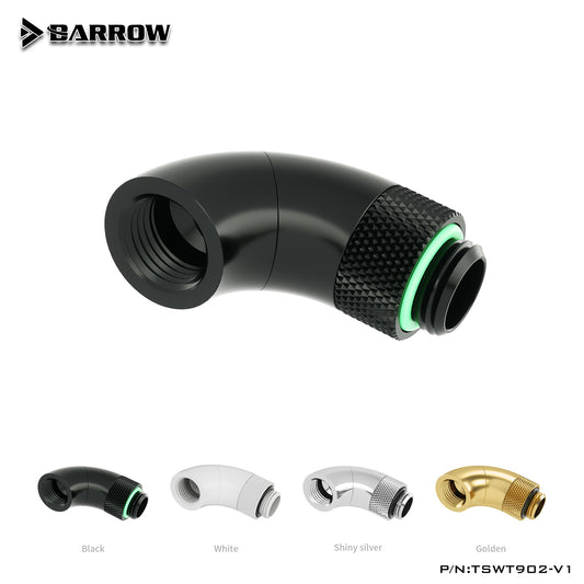 Barrow G1/4" Dual Rotary 90-Degree 360 Degree Rotatable IG1/4" Extender Water Cooling Fittings, TSWT902-V1