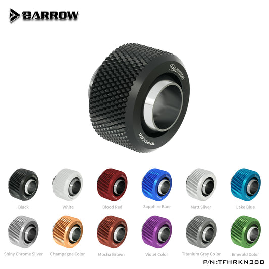 Barrow Soft Tube Fitting For 10x13 mm (3/8"ID*1/2"OD), G1/4" Compression Connector, Water Cooling Soft Tubing Compression Adapter, TFHRKN38B